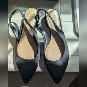 a new day Black Pointed Slingback Mules